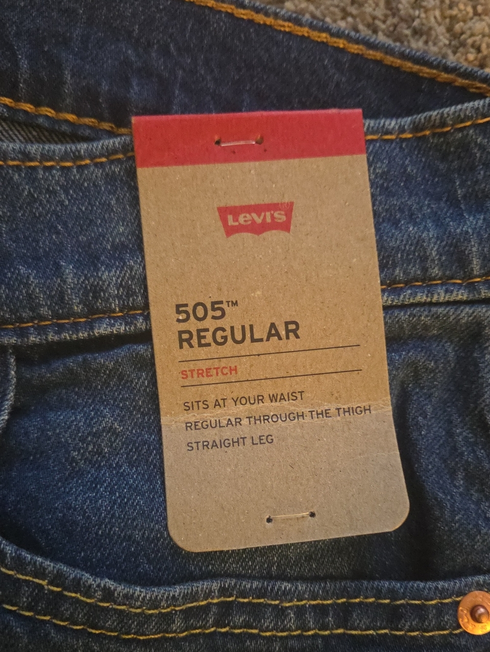 Levi Mens 505 Regular Straight Dark Wash Jeans Size 30x29 NWT - Picture 4 of 7
